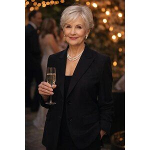 Joseph Ribkoff  Black Ruched Sleeve Blazer Jacket Size 6 NEW